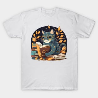 Funny Cat Coffee Reading Book , Catpuccino - Love Cats T-Shirt
